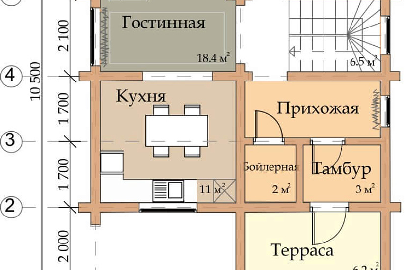 ПРОЕКТ Д-10 ДОМ ИЗ ОЦИЛИНДРОВАННОГО БРЕВНА