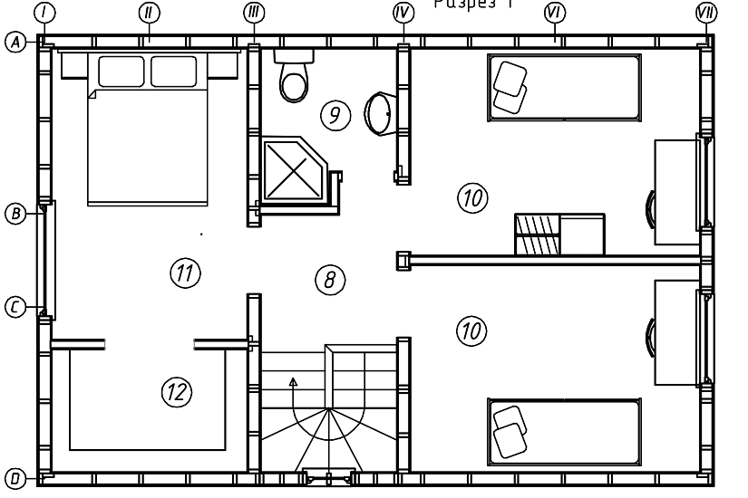 Дом-каркас150мм-8850х6000мм-1,5эт-КР Дом-каркас150мм-8850х6000мм-1,5эт-КР