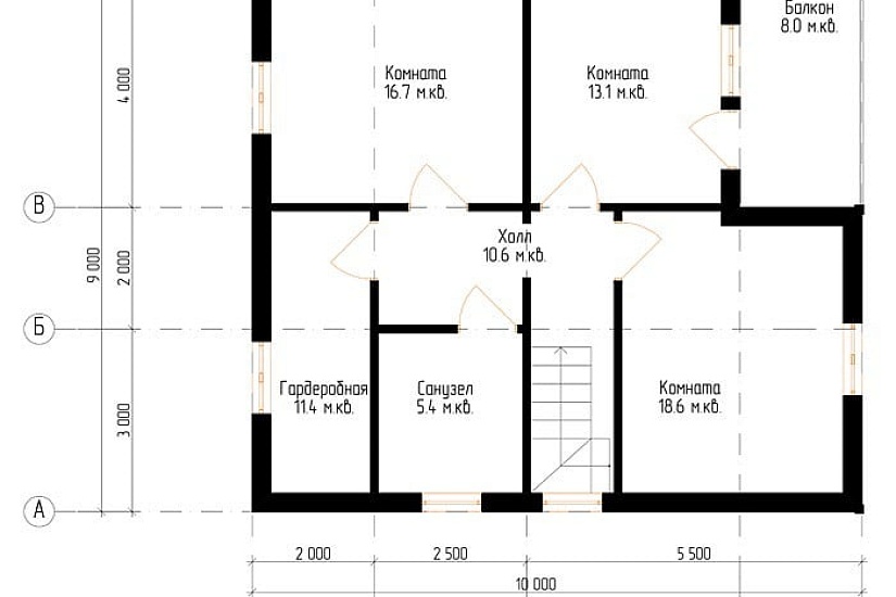Жилой дом из бруса №16 10x9 м