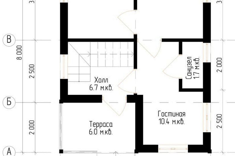Жилой дом из бруса №12 8x6 м