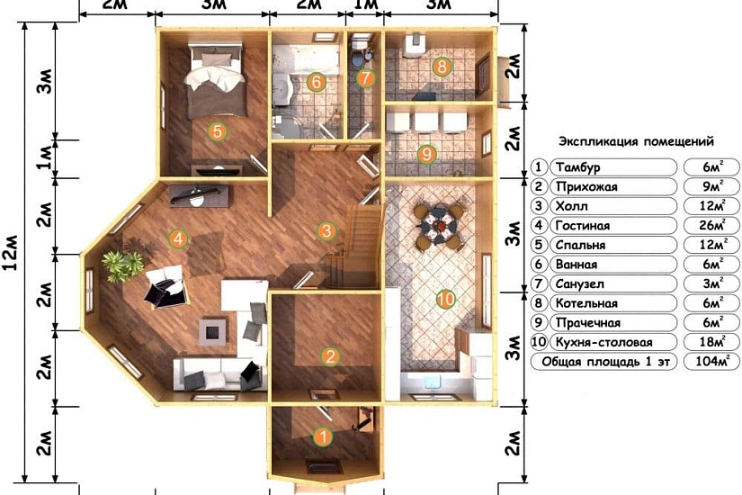 ДОМ ИЗ БРУСА ДБр-173