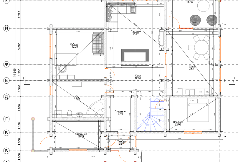 Жилой дом-брус205х140мм-14995х15500мм-1,5эт-АР