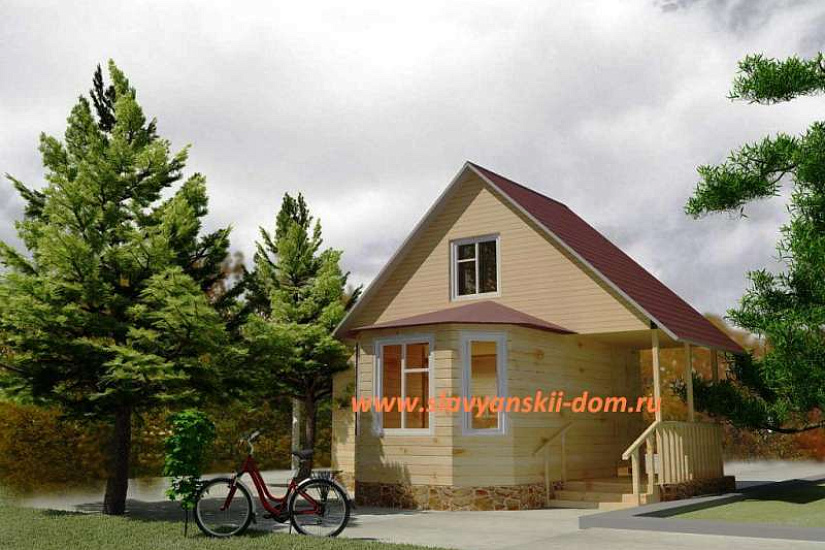 Проект "Д-20": сруб дома из бруса, с эркером