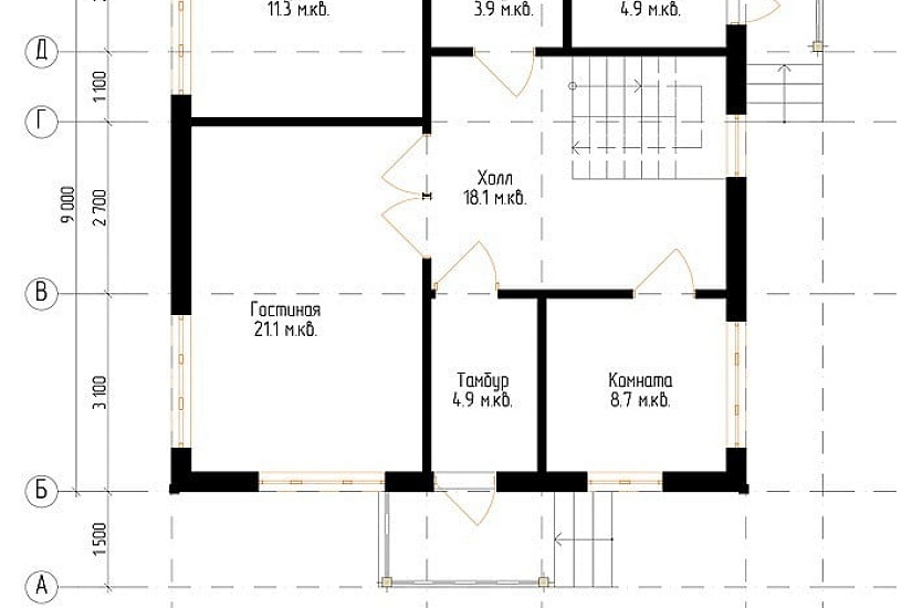 Жилой дом из бруса №7 9x9 м