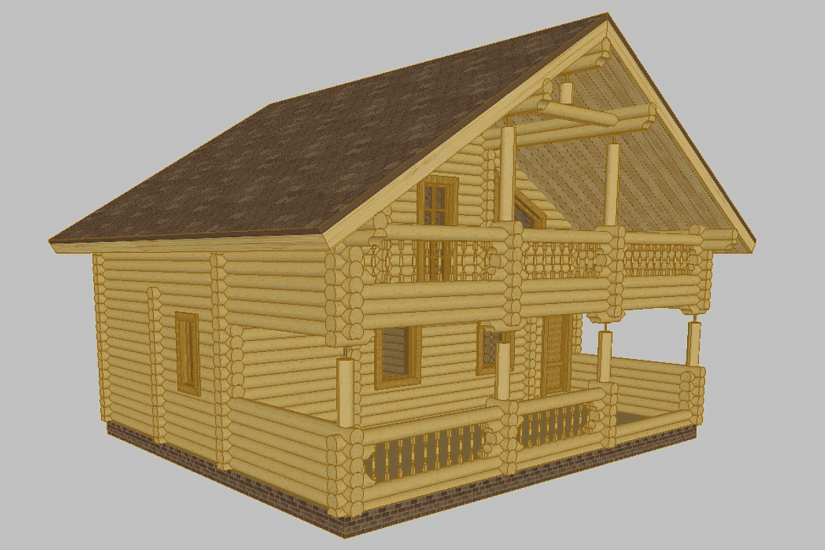 Дом-баня-бревно210мм-9500х9500-1,5эт-КД