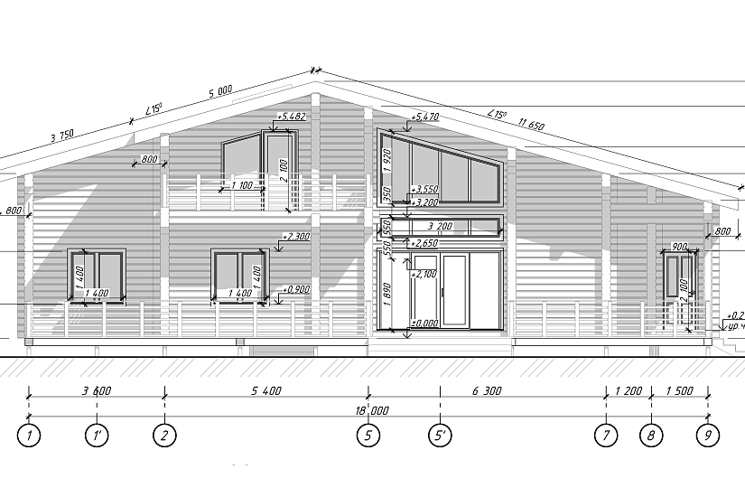 Дом-1,5эт-профбрус-18000х13600мм-КД Дом-1,5эт-профбрус-18000х13600мм-КД