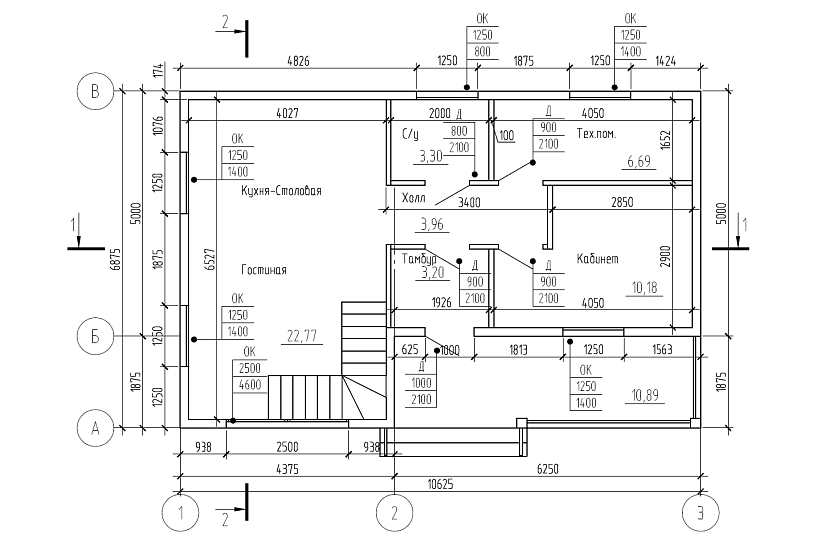 Проект небольшого дома с вторым светом