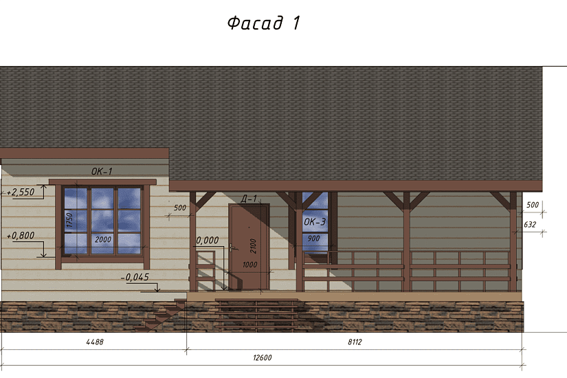 Дом-каркас 150 мм-1300х12600 мм-1эт-АР-КР