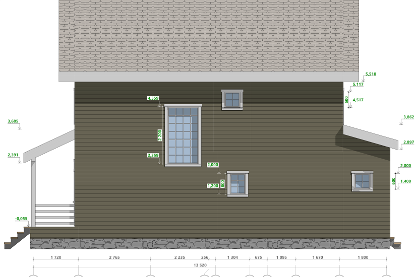 Жилой дом-каркас-8000х13520-2эт-АР-КР Жилой дом-каркас-8000х13520-2эт-АР-КР