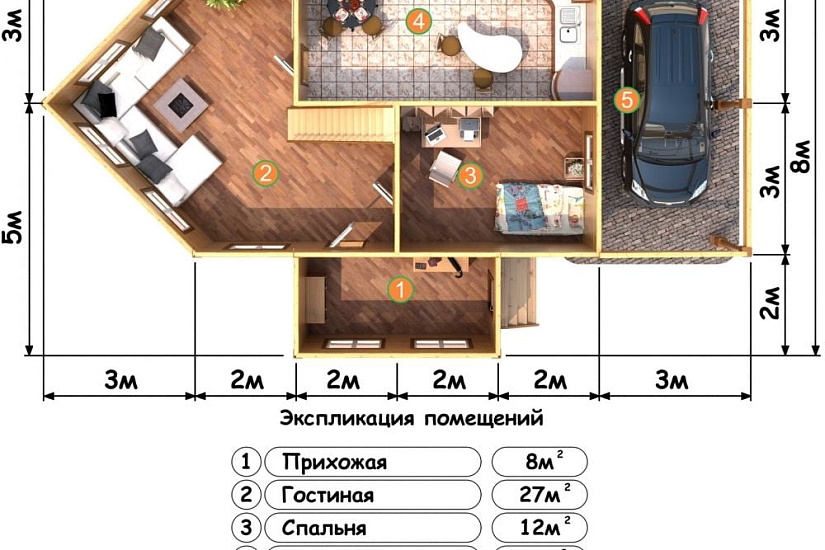 ДОМ ИЗ БРУСА ДБр-133