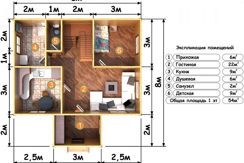 ДОМ ИЗ БРУСА ДБр-93