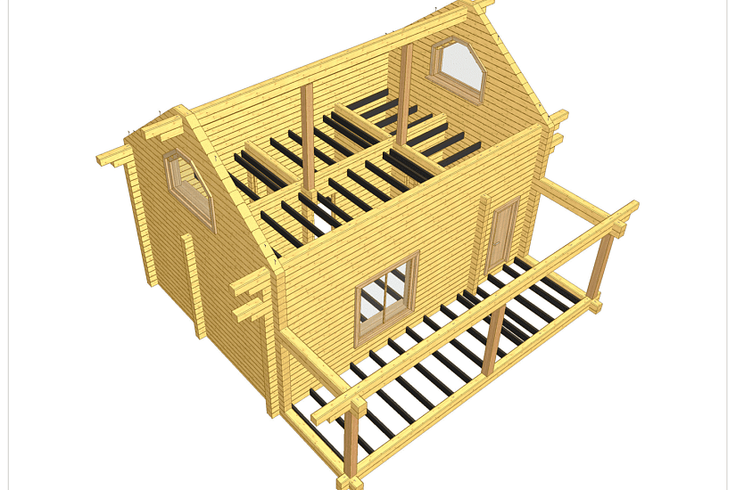 Баня  7,8х8 1,5 эт - брус-КД