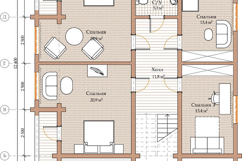 ПРОЕКТ Д-27 ДОМ ИЗ ПРОФИЛИРОВАННОГО БРУСА
