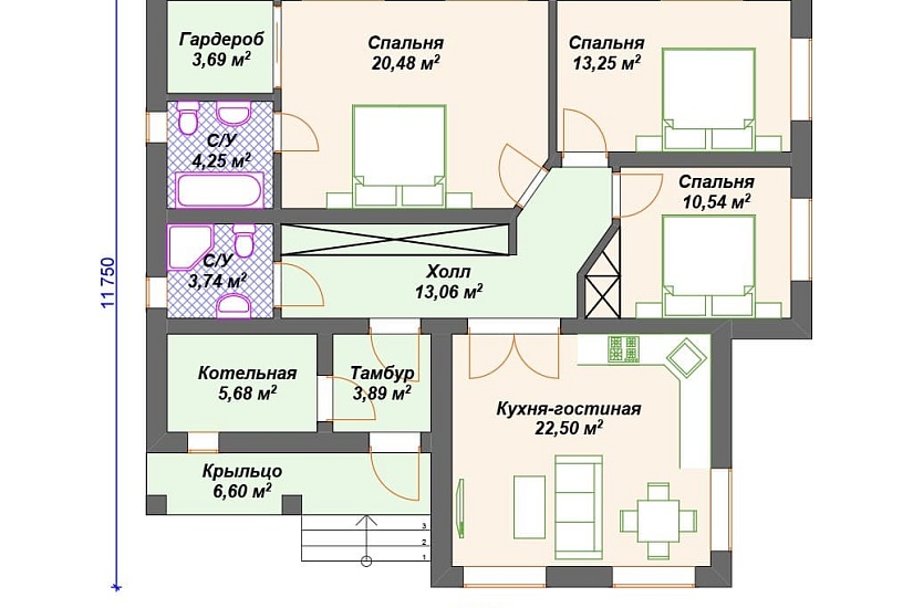 Проект дома К-241 (107.68 кв.м) Проект дома К-241 (107.68 кв.м)