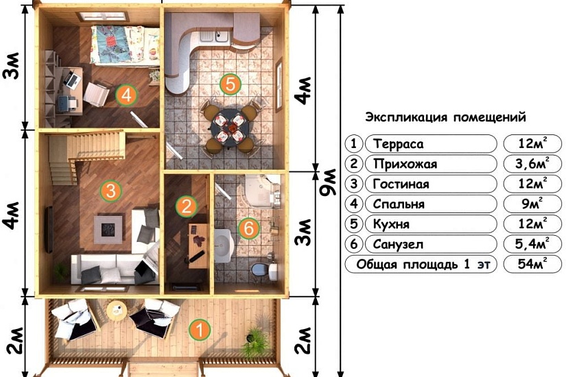 ДОМ ИЗ БРУСА ДБр-94