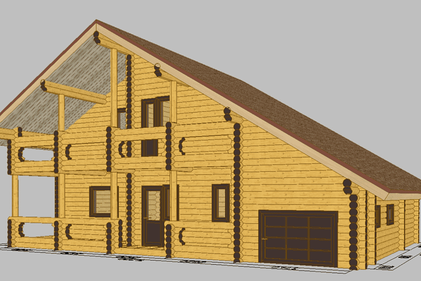 Дом-бревно200мм-14220х10220мм-1,5эт-АР-КР