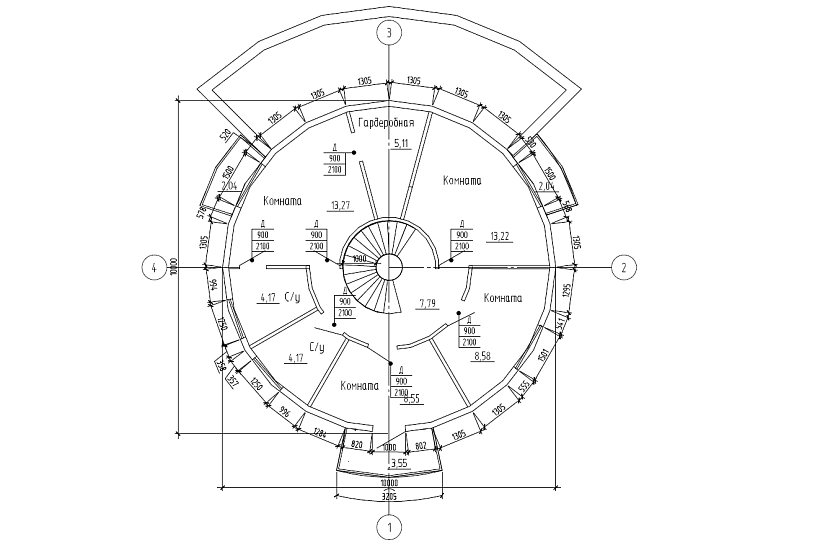 Проект круглого дома в 2 этажа