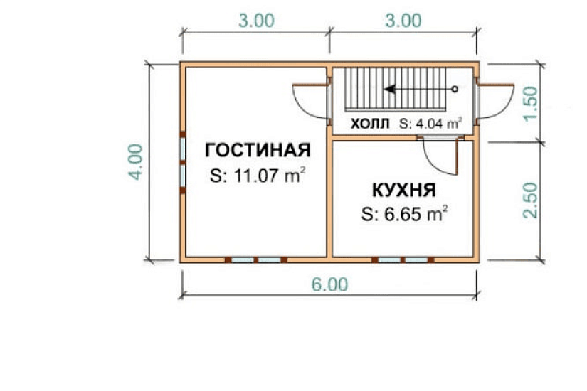 Дом из бруса 4х6 к1п5