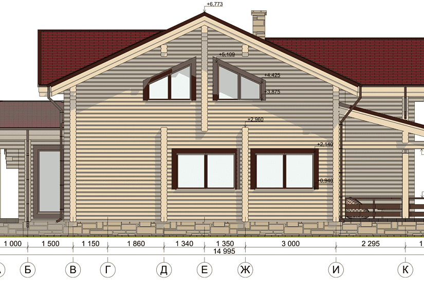 Жилой дом-брус205х140мм-14995х15500мм-1,5эт-АР