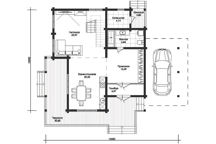 Проект дома из бруса №808