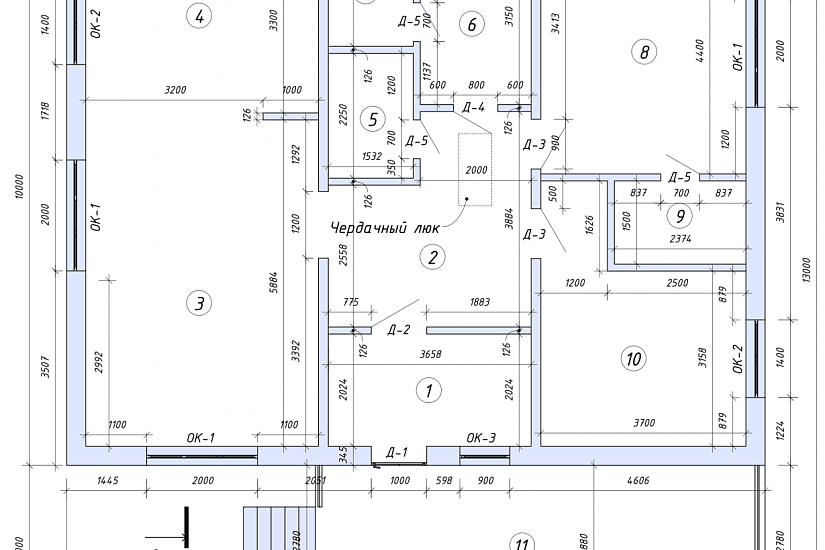 Дом-каркас 150 мм-1300х12600 мм-1эт-АР-КР