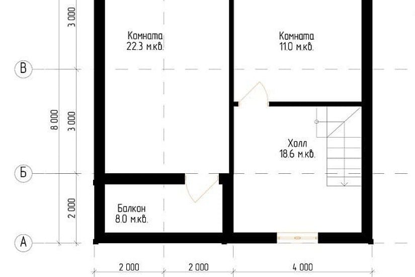 Жилой дом из бруса №15 8x8 м
