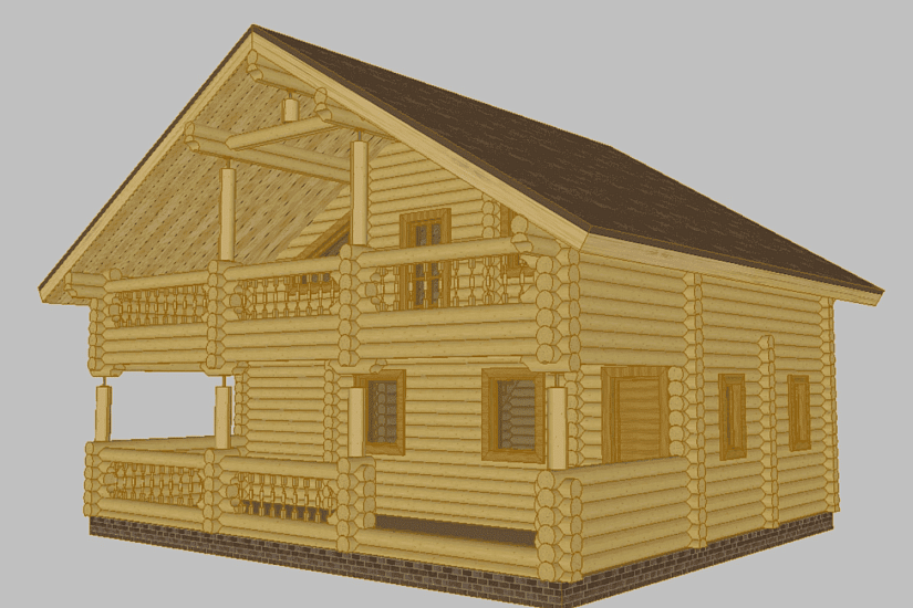 Дом-баня-бревно210мм-9500х9500-1,5эт-КД