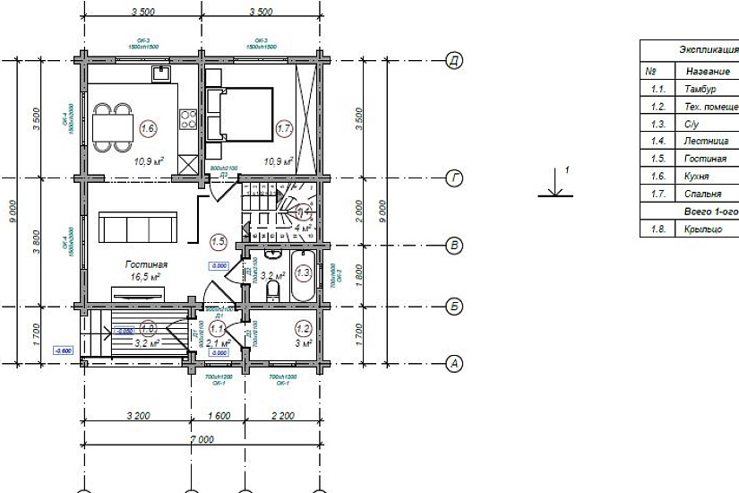 Проект дома из бруса №822 Проект дома из бруса №822