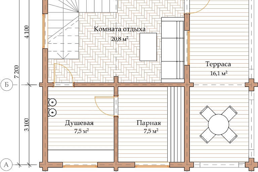 ПРОЕКТ Б-24 БАНЯ ИЗ ПРОФИЛИРОВАННОГО БРУСА