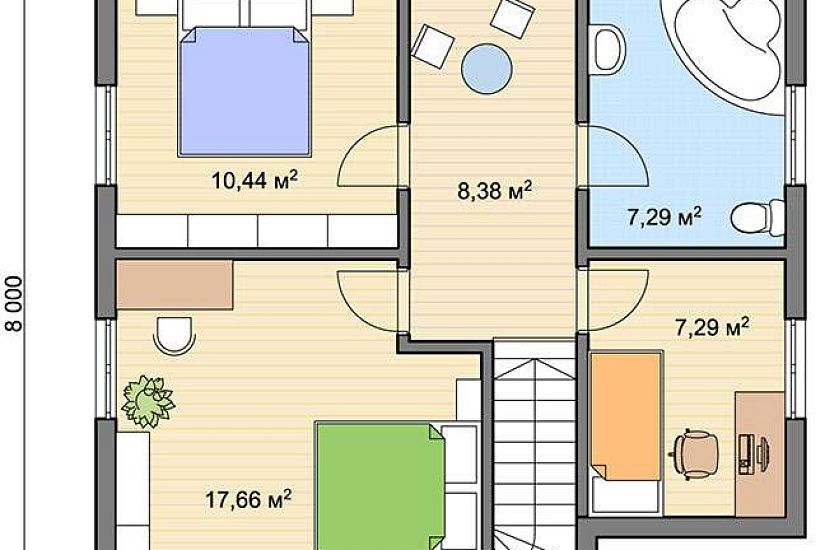 Проект "Кельн-134": заводской двухэтажный каркасный дом с терассой и балконом