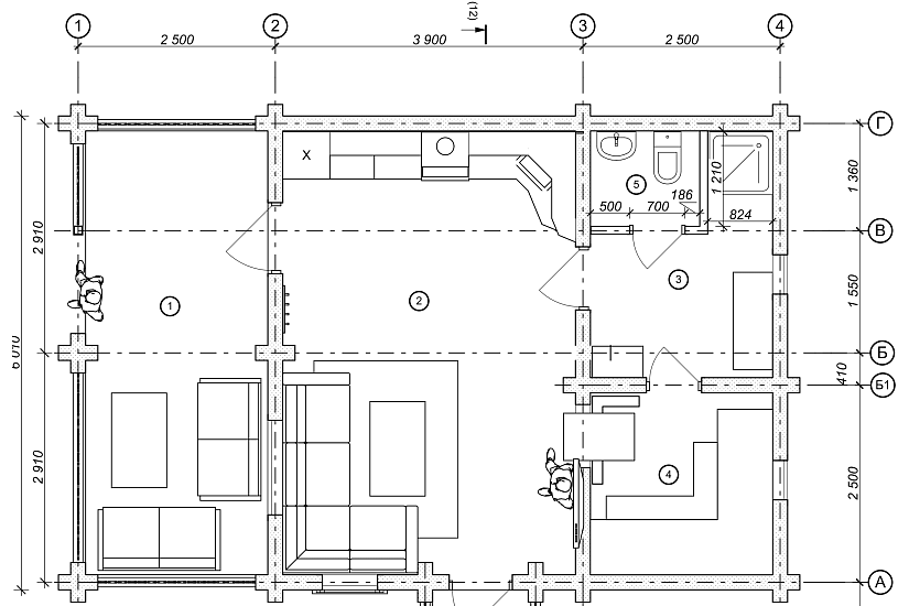 Баня-проф.брус190х140мм-9090х6070мм-1эт-АР