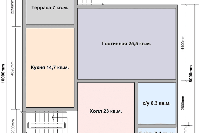 Каркасный дом 8х9 К2П14