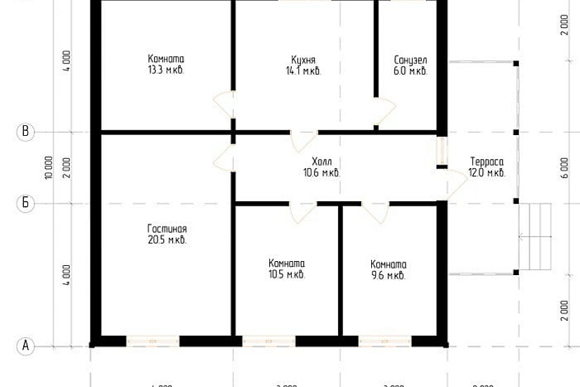 Жилой дом из бруса №19 10x10 м