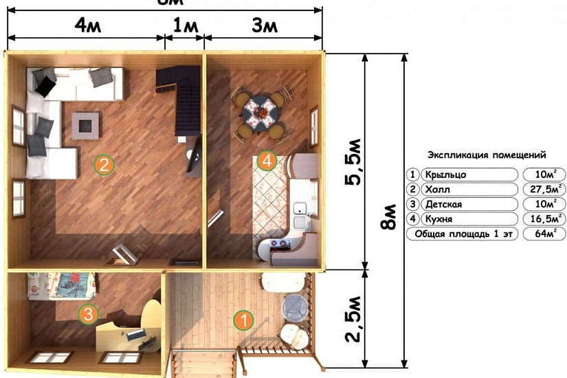 ДОМ ИЗ БРУСА ДБр-106а