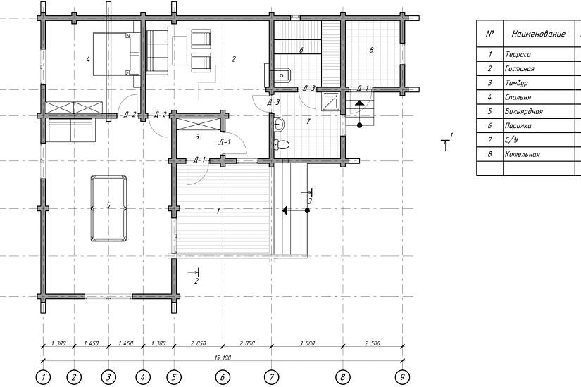 Баня  11,7х15,1 -1эт-проф брус АР,КД