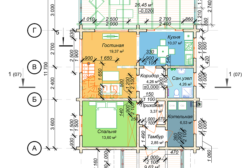 Дом-1,5эт-профбрус-8400х11700мм-ЭП
