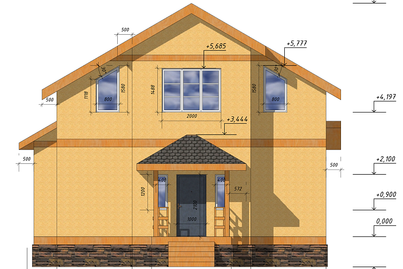 Дом-каркас-285мм-10500х9100-ЭП
