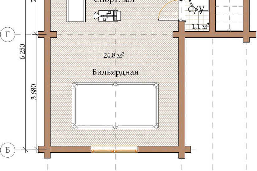 ПРОЕКТ Б-34 БАНЯ ИЗ ПРОФИЛИРОВАННОГО БРУСА