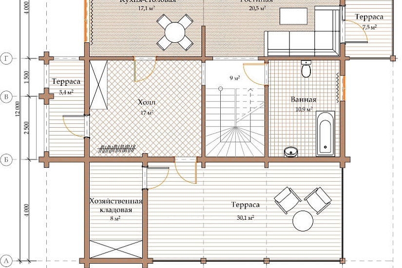 ПРОЕКТ Д-29 ДОМ ИЗ ПРОФИЛИРОВАННОГО БРУСА
