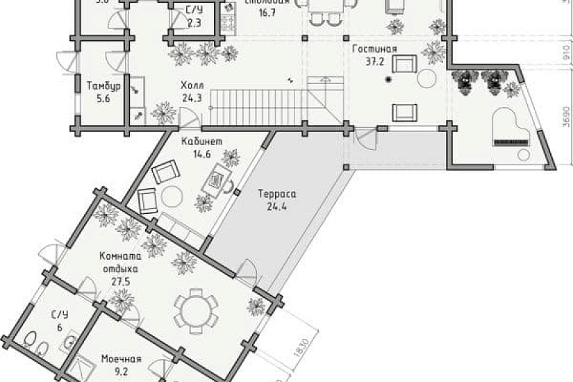 Дом с баней Фазан 247 м2