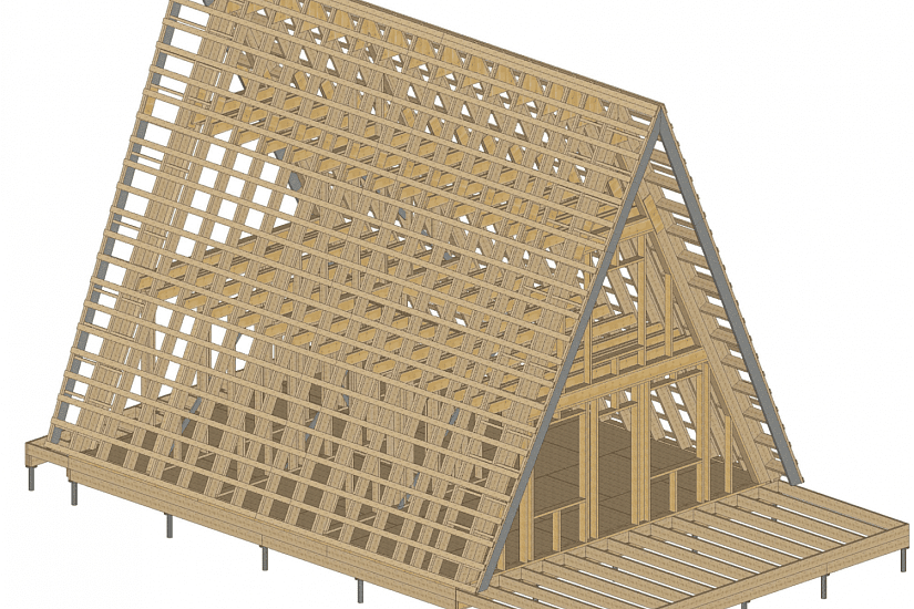 Дом-каркас(A-FRAME)200мм-13000х7500мм-2эт-КР Дом-каркас(A-FRAME)200мм-13000х7500мм-2эт-КР