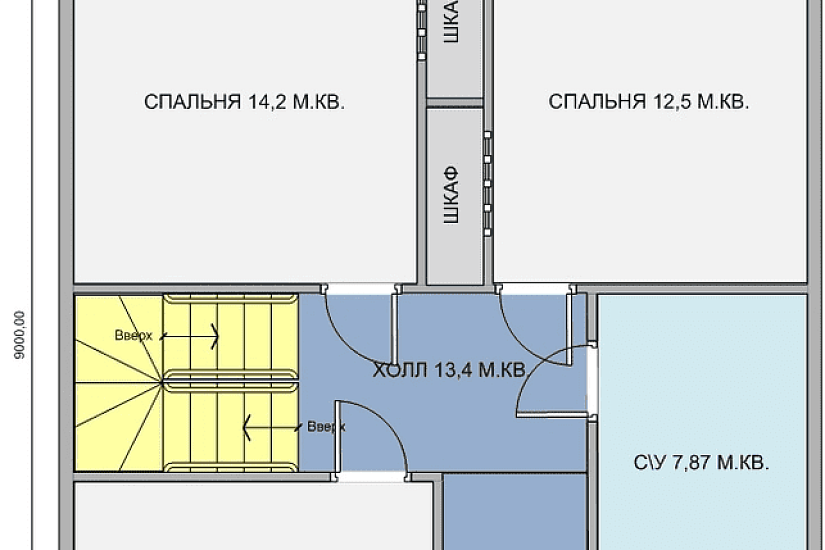 Каркасный дом 9х8 в полтора этажа