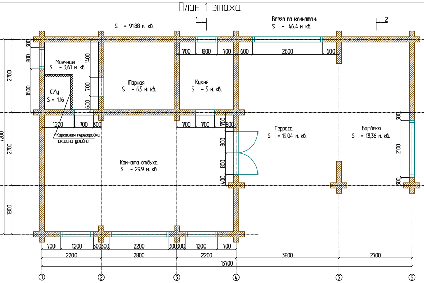 Баня-бревно200мм-13700х7200мм-1эт-АР