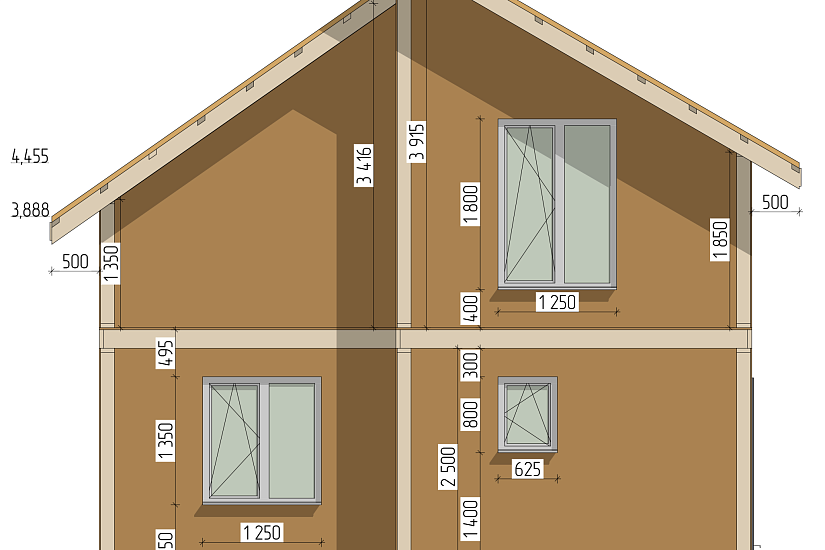 Дом-Сип.панели174мм-6875х6875мм-1,5эт-АР-КР