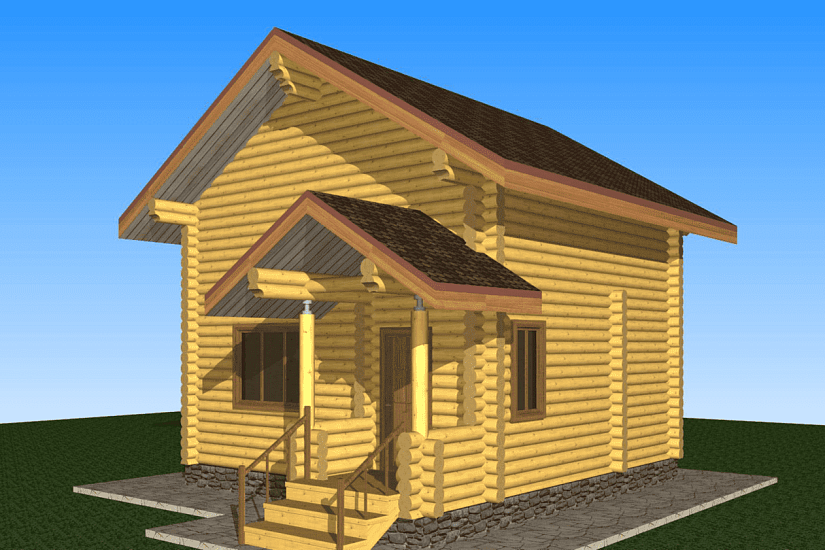 Дом-бревно240мм-7600х6200м-1,5эт-АР