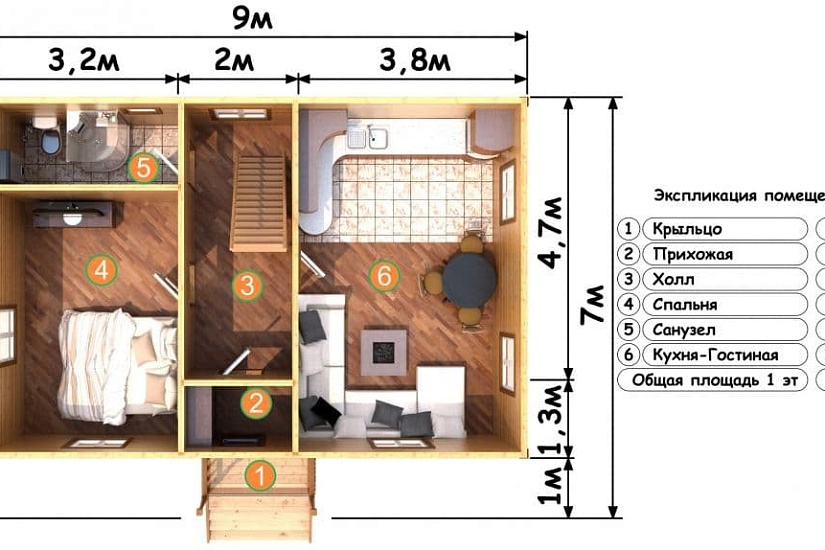 ДОМ ИЗ БРУСА ДБр-93б
