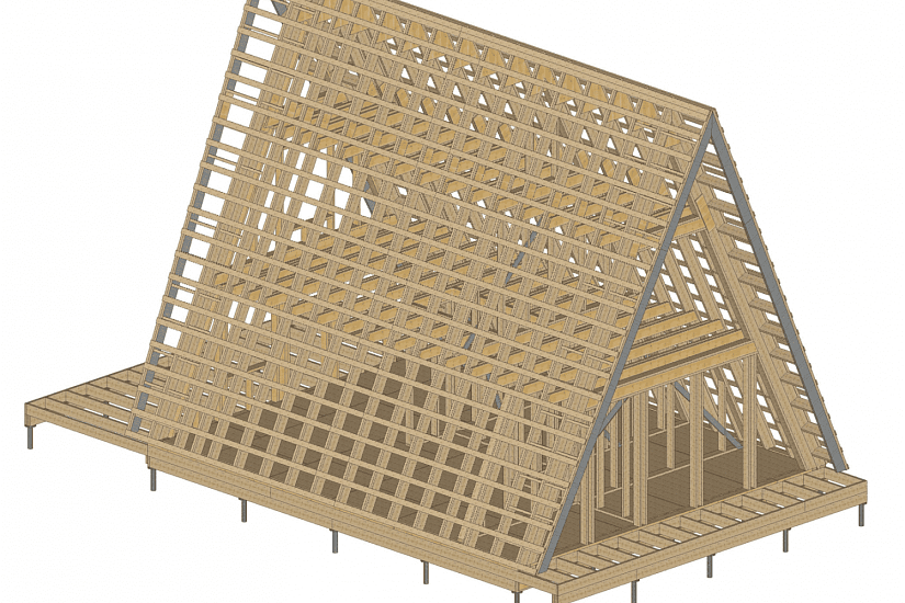 Дом-каркас(A-FRAME)200мм-13000х7500мм-2эт-КР Дом-каркас(A-FRAME)200мм-13000х7500мм-2эт-КР