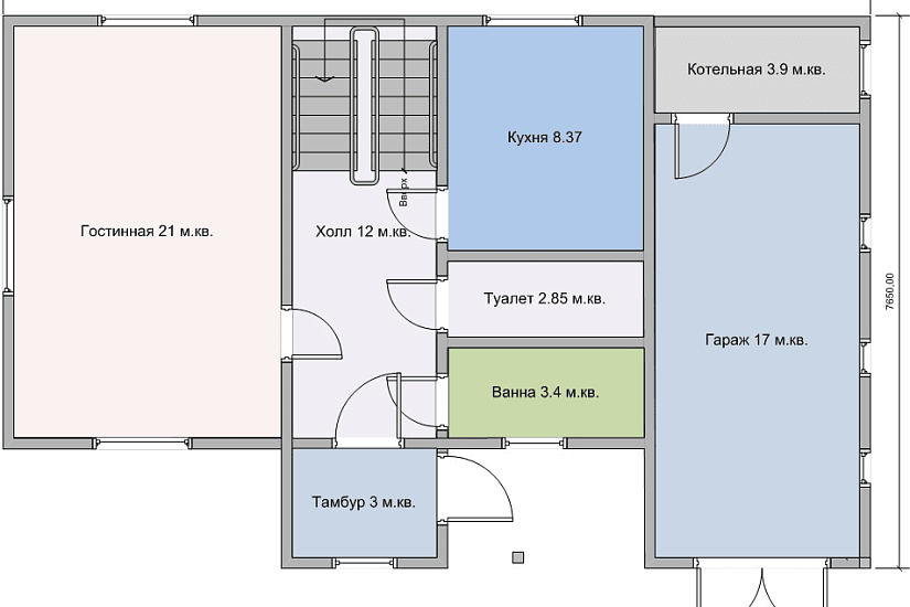 Дом с гаражом 12 х 7,65