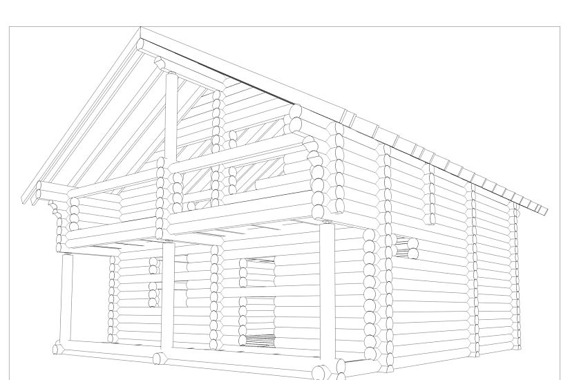 Дом-бревно240мм-8870х8500мм-1,5эт-КД