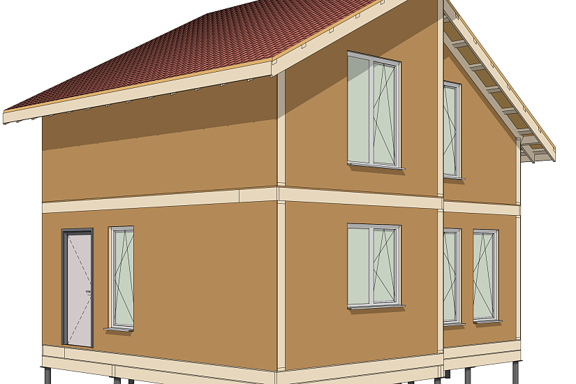 Дом-Сип.панели174мм-6875х6875мм-1,5эт-АР-КР